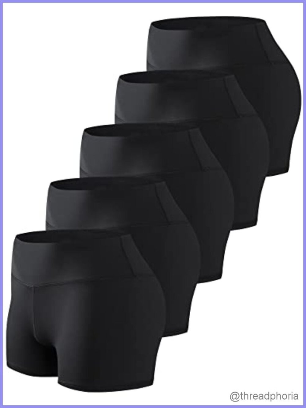 5 Pack Women's Compression Biker Shorts High Rise Spandex Athletic Workout